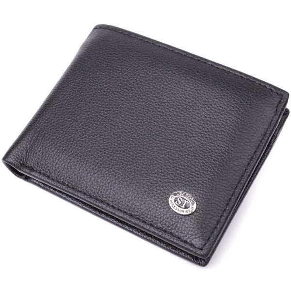Компактне чоловіче портмоне з натуральної шкіри ST Leather 22486 Чорний 22486 фото