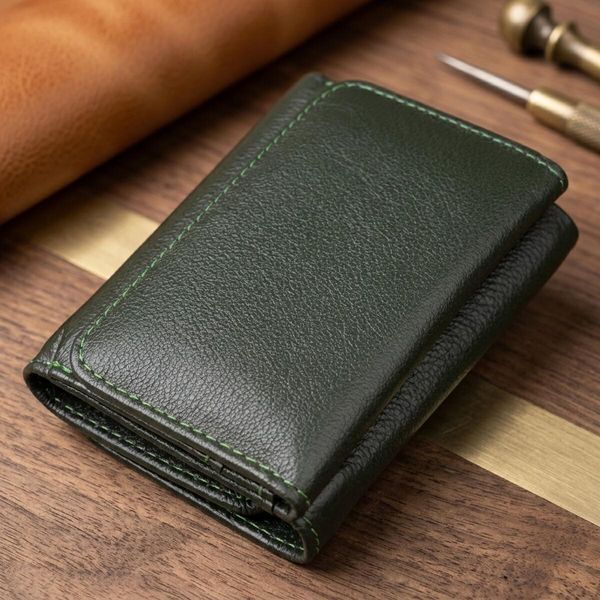 Маленький гаманець зручного формату із натуральної шкіри ST Leather 23076 Зелений 23076 фото