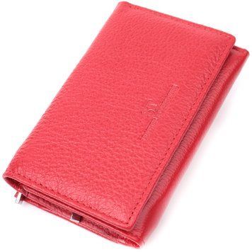 Шкіряний зручний жіночий гаманець у три додавання ST Leather 22490 Червоний 22490 фото