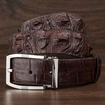 Ремінь чоловічий CROCODILE LEATHER 18178 з натуральної шкіри крокодила Коричневий 18178 фото