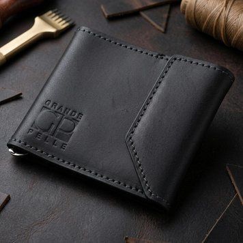 Чоловічий практичний затиск для грошей GRANDE PELLE 11404 Чорний 11404 фото