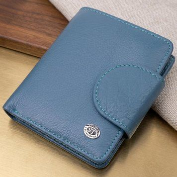 Красиве шкіряне портмоне з монетницею зовні для стильних жінок ST Leather 19457 Бірюзовий 19457 фото