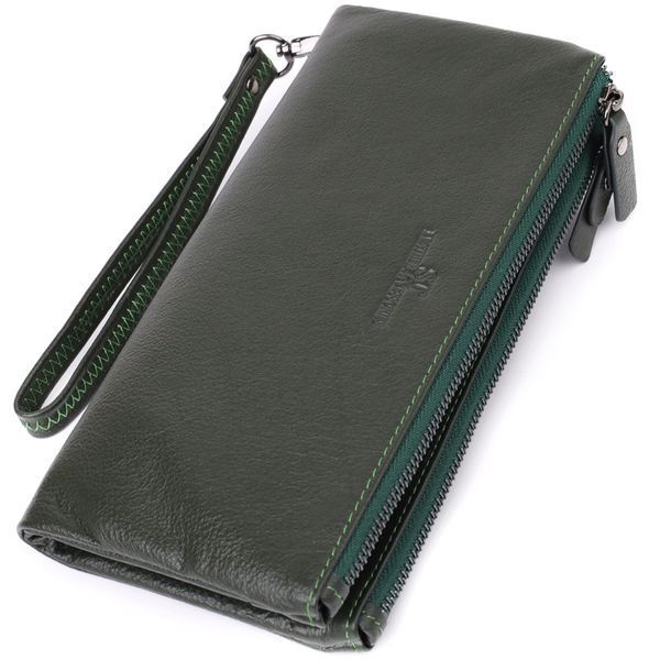 Красивий шкіряний гаманець на три відділення ST Leather 23110 Зелений 23110 фото